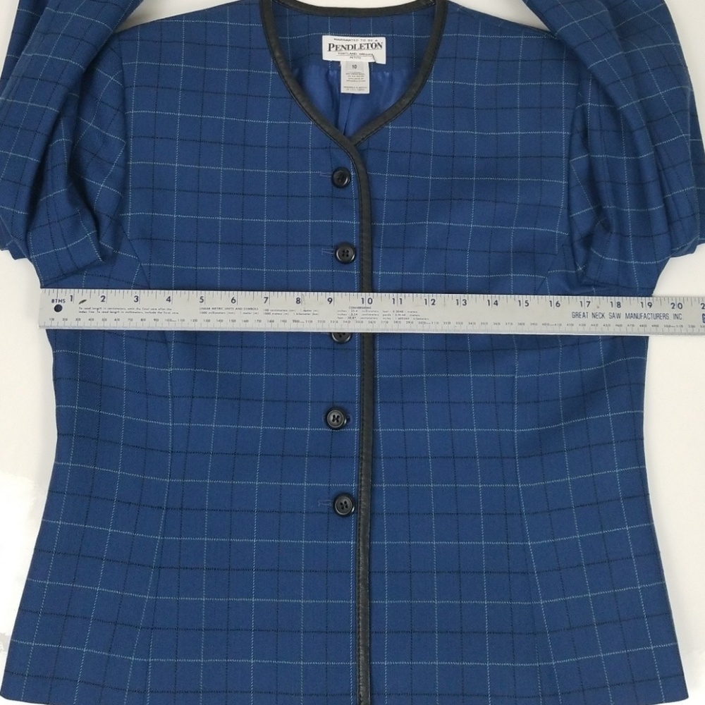 Pendleton Blue Window Pane Plaid Wool Blazer C4 - image 6